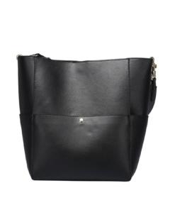 Black Leather Large Capacity Bucket Shoulder Bag for Women Price In USA