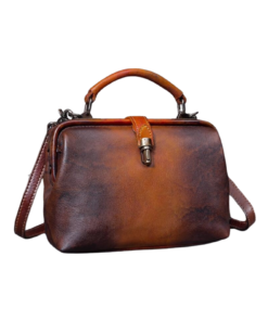 Retro Brown and Coffee Cow Leather Doctor Bag Price In USA